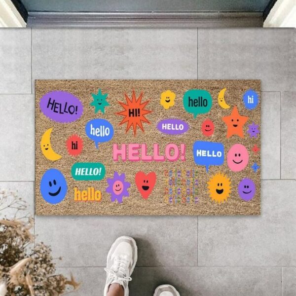 Çok Renkli Kapı Önü Paspası Hello Desen K-3285